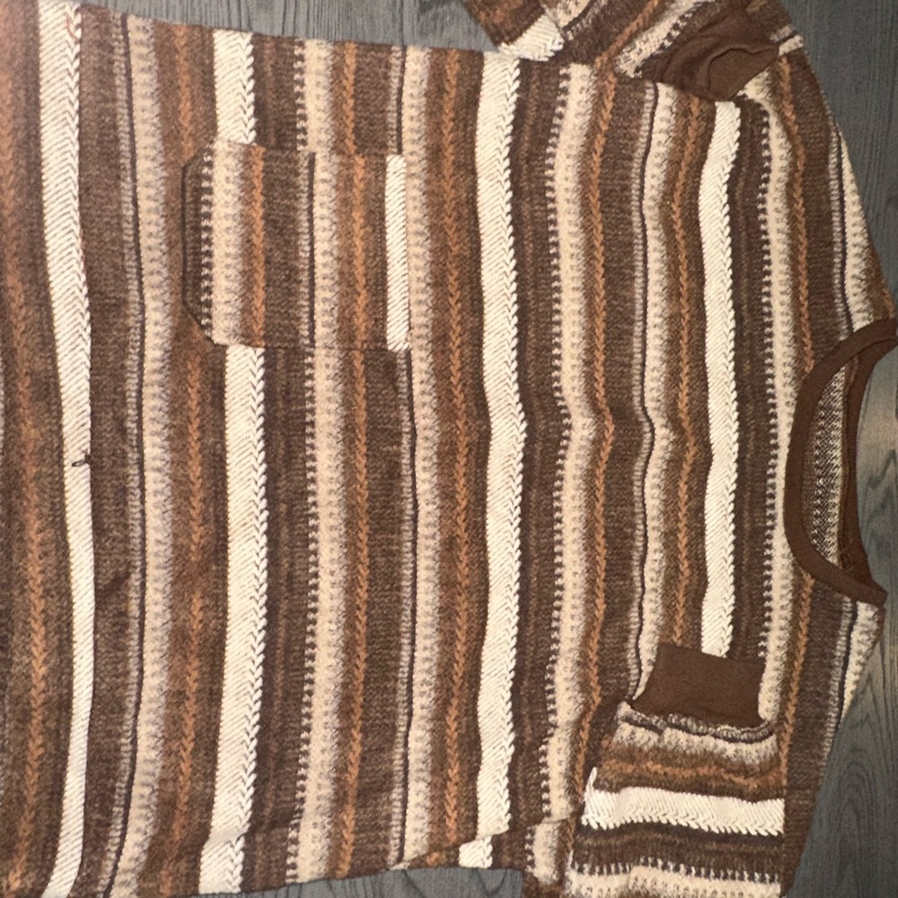 Forever 21 Brown and Cream Crewneck Sweater